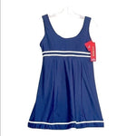 Girls Navy Blue White Striped One Piece Swimsuit Size XL Swim Dress NWT Classic