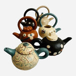 Lot 6 Vintage Chinese Yixing Ceramic Mini Teapots 1.5" Collectible Set Unique