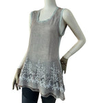 Marilu Women's Beige Tan Embroidered Lace Tank Top S Cotton Linen Italy VG