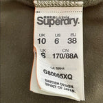 SUPERDRY Green Bodycon Midi Dress Lace Trim Sleeveless Graphic Print Womens S VG