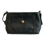 Calvin Klein Black PU Leather Crossbody Bag Gold Accents Good Plus Condition