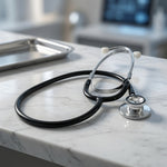 Dual Head Stethoscope Black Chrome Medical Diagnostic Nurse Doctor VG Classic
