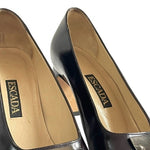 Vintage Escada Black/Brown Leather Pumps Metal Logo Stiletto Size 7B
