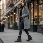 Lucky Brand Slyvin Black Leather Harness Ankle Boot Lug Sole Women's Size 9M NIB