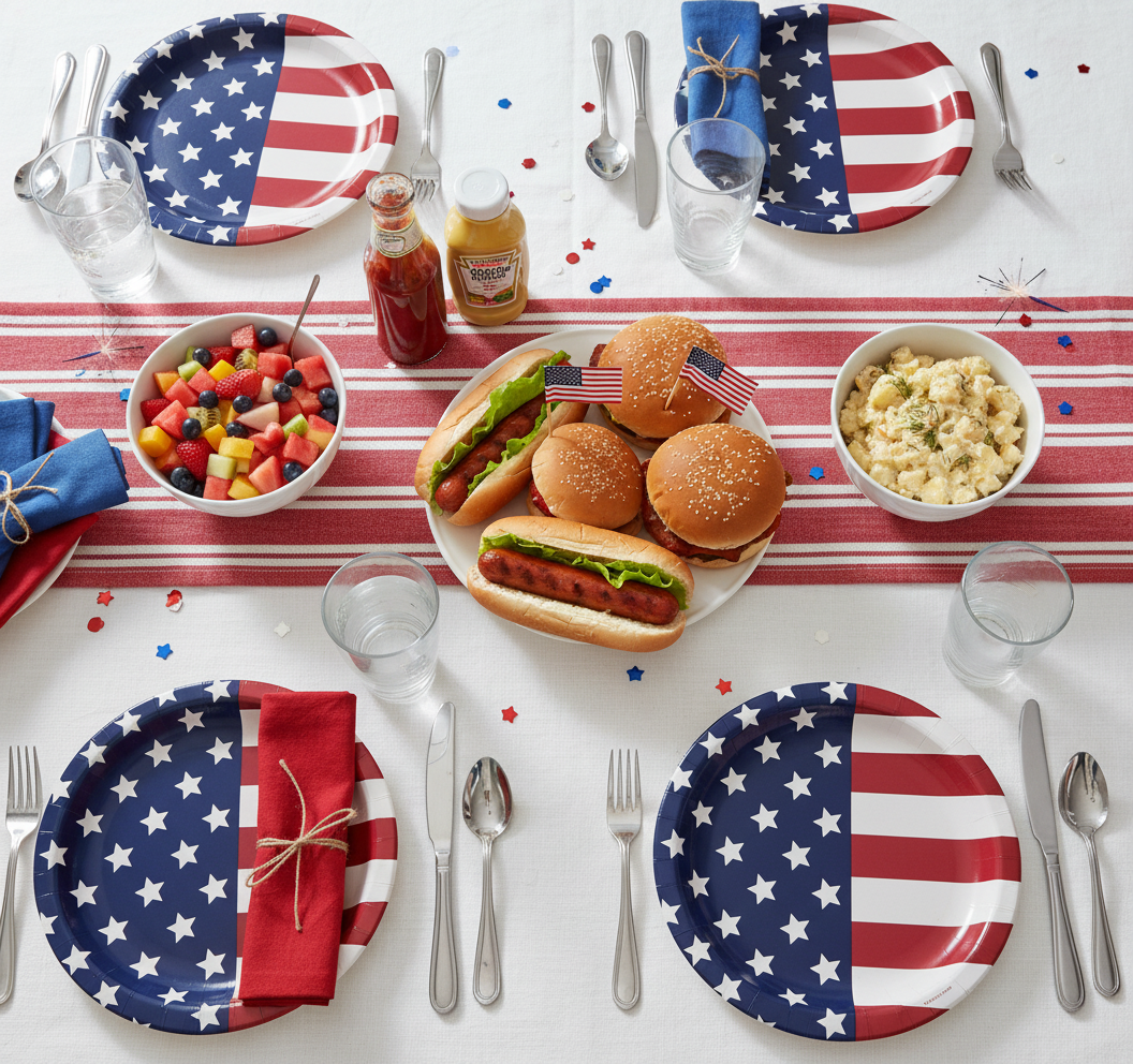 American Flag Patriotic Banquet Paper Plates 10.2in Lot of 2 Packs NIP
