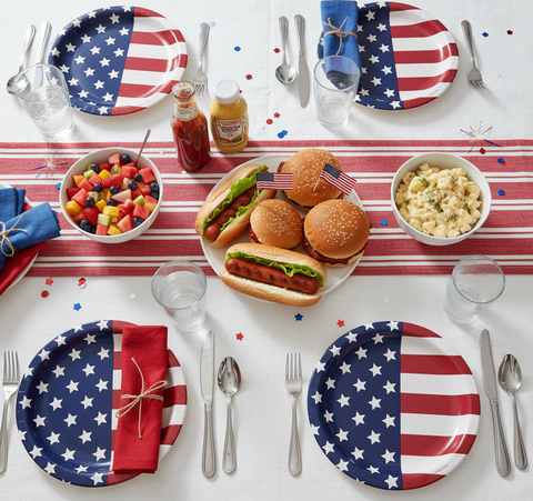 American Flag Patriotic Banquet Paper Plates 10.2in Lot of 2 Packs NIP