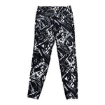 OLD NAVY Active Leggings M Black White Go Dry Sport Compression Pants Pockets VG