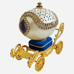 Princess Crystal Carriage Music Box Goose Eggshell Hand Painted Jewelry Trinket