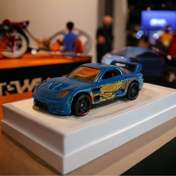 Hot Wheels Mazda RX-7 Blue Diecast Model Car 1:64 Scale Collectible Toy Racing