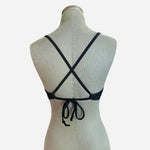 WINGS Black Nylon Spandex DD Cup Drawstring Swim Bra Top Womens Swimwear VG
