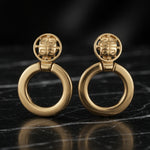Vintage GIVENCHY Door Knocker Logo Clip On Earrings Gold Plated VG