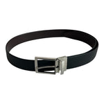 Reversible Black Brown Genuine Leather Silver Square Buckle Dress Belt Sz L 39.5