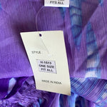 Highness Women's Purple White Leaves Print Sheer Tunic Beach Cover Up NWT