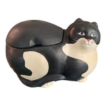 Vintage Warren Kimble Sakura Folk Art Black White Cat Cookie Jar 12"x10"x8" VG