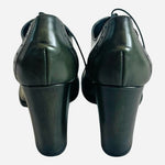 KAMMI Italy Chameleon Green Leather Lace-Up Heeled Ankle Booties Size 5.5
