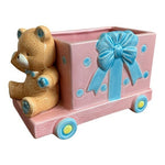 Vintage Teddy Bear Nursery Planter 9x4x6" Pink Blue Japan Porcelain Flower Pot