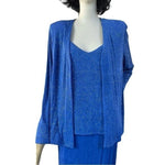 Alex Evenings Blue Glim Sleeveless Maxi Dress & Long Sleeve Blazer Suit Size 16
