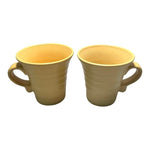 WCL Yellow Ceramic Coffee Mugs Set of 2 Retro Ribbed Stripe 4.5 Vintage 1970s VG