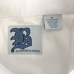 Brooklyn Express Women's White Floral Embroidered Button Up Shirt XL Long Sleeve