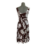 Maggy London Women's Brown White Floral Print Stretch Midi Dress 10 Elastic VG