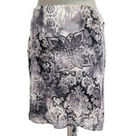 ARBER 100% Silk Gray Black Floral Sleeveless Top Skirt Suit Set Sz M Good Cond