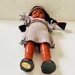 Native American Doll Vintage Indian Girl Doll Souvenir 6” Tall Blinking Eyes