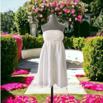 J.Crew Women's White Linen Strapless Prom Dress 6/S Fit Flare Knee Length VG