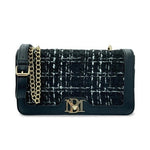 Badgley Mischka Wool Vegan Leather Plaid Crossbody Tote Purse Women’s Bag NWT