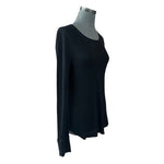 Old Navy Women's Black Rib Knit Long Sleeve T-Shirt L Crew Neck Stretch VG
