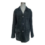Vintage Jessica Holbrook Women's Black Suede Leather Blazer L Button Up Jacket