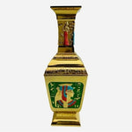 Vintage Egyptian Gold Tone Metal Vase 9.5" Embossed Pharaoh Design Collectible