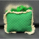 Vintage Fabric Pillow Christmas Ornament Embroidered Merry Xmas 3.75” Christmas