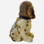 Dog Mate Sitting Cocker Spaniel Puppy Figurine Resin Statue 7" White Tan Black