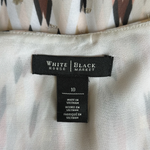 White House Black Market Ivory Geometric Print Slit-Sleeve V-Neck Blouse Top
