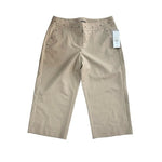 Hillard Hanson Women's Cropped Straight Leg Capri Pants 10 Tan Stretch NWT