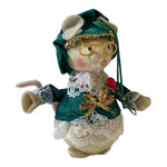 Vintage Handcrafted Christmas Mouse Ornament Xmas Green PJ Mouse