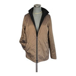 Women’s Reversible Quilted Jacket Black Brown Zip Front Coat Size 8
