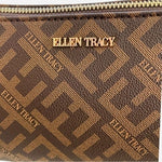 ELLEN TRACY Brown Signature Print Baguette Shoulder Bag NWT Vegan Leather