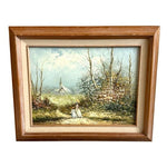 Vintage Marie Charlotte Signed Oil Painting Wood Frame Impressionist Art