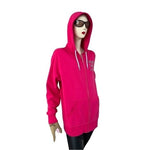 Women's Fight Like A Girl Pink Zip Hoodie Size L 80% Cotton Fleece Pockets G+