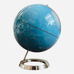 Modern World Globe Chrome Base Blue Silver Black Enamel 15.5” Home Office Decor