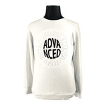 Advanced Men's White Black Embossed Print Crewneck Sweatshirt M Good Plus