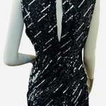 Alice Olivia Silk Sequin Sheath Dress Black Keyhole Back Size S