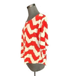 T-Bags Los Angeles Women's Open Back Chevron Top S Orange Beige Zigzag Print EXC