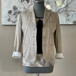Calvin Klein Women's Tan Cotton Long Sleeve Blazer M (40-42) 3-Button Lined G+