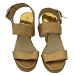 MICHAEL KORS Posey Gold Leather Espadrille Wedge Sandals Women 5.5 5" Heel G+