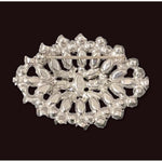 Vintage Silver Clear Rhinestone Crystal Oval Brooch Rhodium Plated 2.38" Rare VG