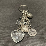 Vintage Kathy Van Zeeland Silver Tone Key Chain 3" Hearts Bag Charm Zinc Alloy