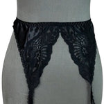 Jezebel Black Lace Garter Belt Suspender Vintage Style L New Without Tag