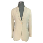 EMPORIO ARMANI Womens Blazer 40 Beige Single Button Mesh Texturd Jacket Designer